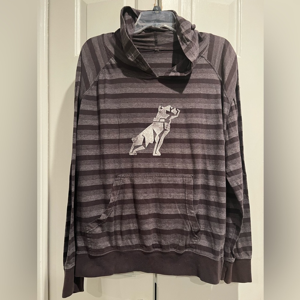 MACK TRUCKS Bulldog, Long Sleeve, Striped, Lightweight, Hoodie w Kangaroo Pocket